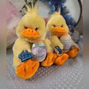 Applause Yellow Duck Plush with Easter Egg SET of 2 Plushies With Tags.